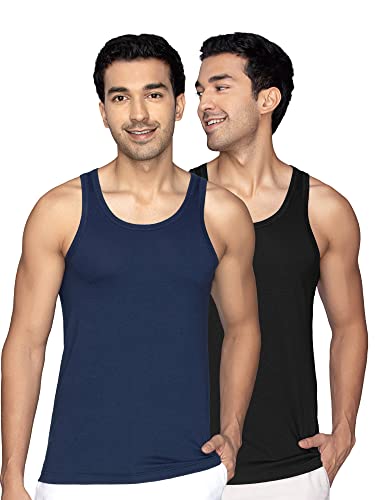 Image of XYXX Men's Cotton Modal Round Neck Vest | Antimicrobial, Breathable, Soft & Comfortable Man's Inner, Ultralight Baniyan for Man (Pack of 2)