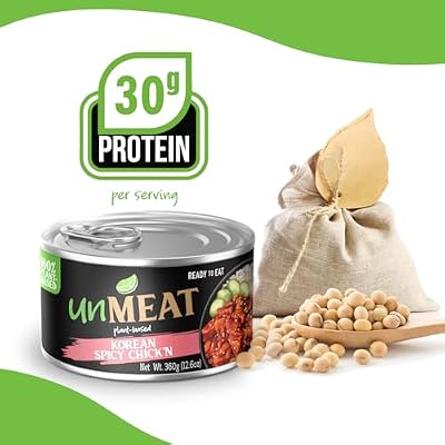 unMEAT Plant Based Meat | Easy to Prepare Plant Based Protein | Vegan Meat with Less Calories, Korean-Flavored Spicy Chicken, 12 pack