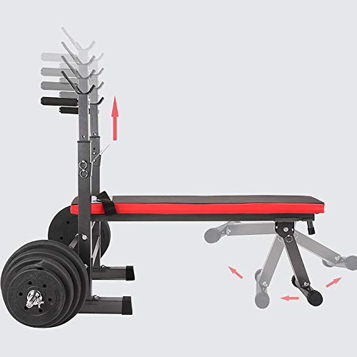 Halterbank met Verstelbare Stangsteun en Diphandgrepen, Opvouwbare Bankdrukbank, Laadvermogen van het Weight Bench 200 kg, Max Uitgevouwen Grootte 111 * 58,5 * 125 cm - Image 7