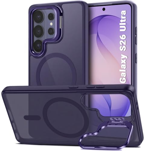 Image of TheGiftKart for Samsung S26 Ultra Case | Shockproof Hard Back Cover | Built-in Stand | Hybrid Shockproof Galaxy S26 Ultra Cover (PC & TPU, Matte Frosted Back, MagSafe Compatible, Translucent Violet)