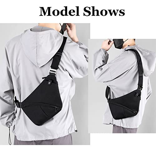 Tealots Small Sling Bag Crossbody Personal Pocket Bag Anti-Thief Chest Bags Shoulder Backpack For Travel Hiking Daypacks (B-Black Right Hand) #TOP5