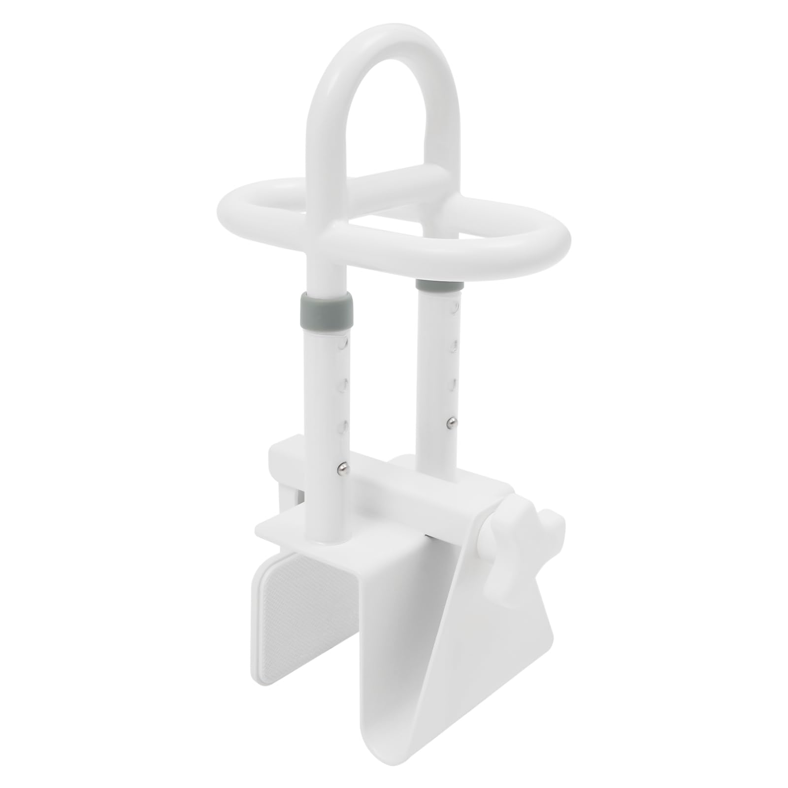 Asidero para bañera para personas mayores, mango de bañera sin taladrar, mango triple, barra de seguridad de hasta 136 kg, color blanco