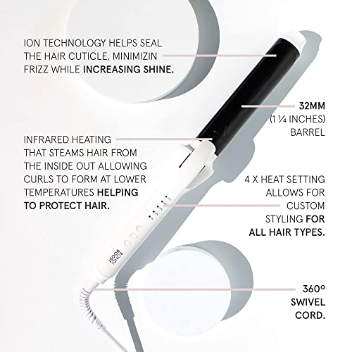 Bondiboost Clever Curler Curling Iron - 1.25 Inch Barrel For Beautiful & Natural Looking Waves/Curls - Infrared Heating - 360 Swivel Cord - 4 Heat Options & Quick Heat-Up - Includes Heat Styling Glove #TOP5