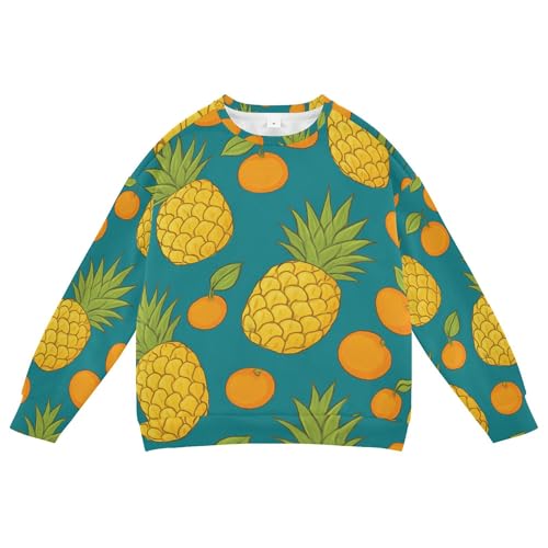 Wudan Pineapple Orange Kids Girls Hooded Sweatshirt Crewneck Hoodie for Boys