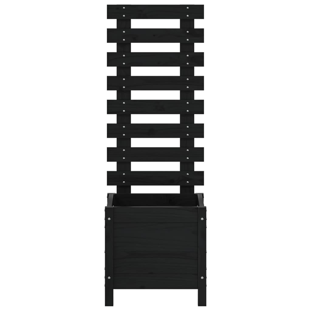 Macetero con soporte de madera maciza de pino 39 x 39,5 x 114 cm en negro, jardinera para flores y plantas trepadoras como tomates, guisantes y rosas, material natural resistente