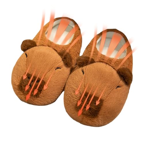 Genérico Lindas Zapatillas de Carpincho, Pantuflas de Felpa de Capibara de Animales, Zapatillas de Casa de Invierno para Interiores y Exteriores, Accesorios de Invierno Zapatillas de Casa Divertidas