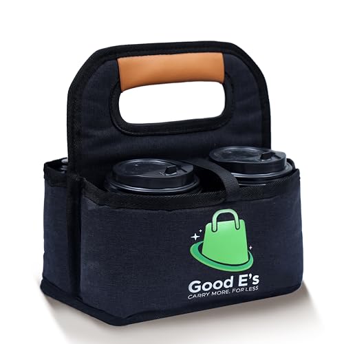 Good E’s 4 Cup Reusable Coffee Cup Carrier for Delivery,