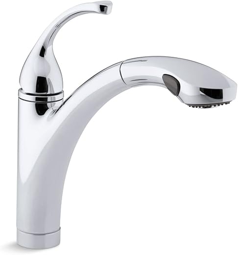KOHLER K-10433-BN Forté(R) Single 3-Hole Sink 10-1/8" Pull-Out Spray spout Kitchen Faucet, 11.81 x 10.50 x 11.25 inches, Vibrant Brushed Nickel