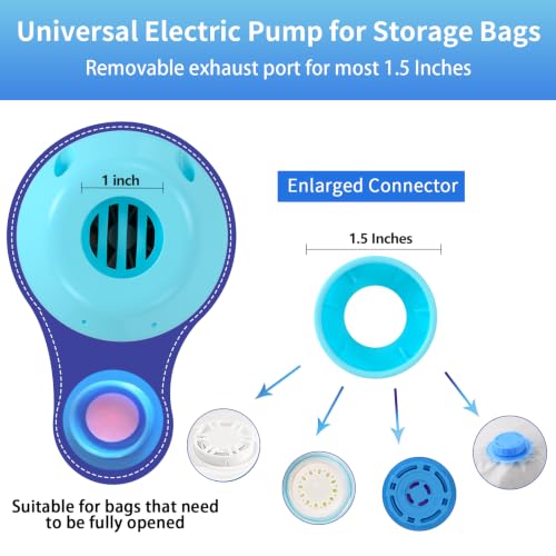 Image of HOTBAG Electric Travel Vacuum Pump for Storage Bags, Portable Vacuum Bag Pump for Clothes, Suitable for Various Vacuum Seal Bags, Blue (Storage Bags Not Included)