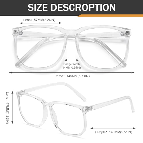 Image of TR90 Oversized Blue Light Blocking Glasses Men Women Ultralight Nerd Square Computer Games Black Large Eyewear