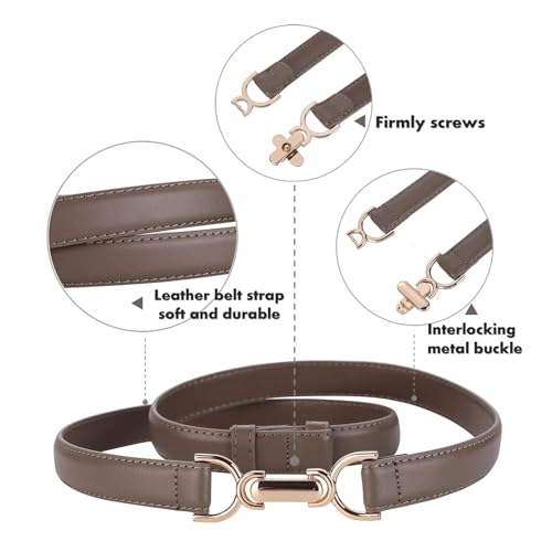 Decorative Belt Leather Women Waist Belt Thin Belt Decorative Buckle Belt Adjustable Belt for Suit Coat Dress for Country Concert Outfit(Black)4