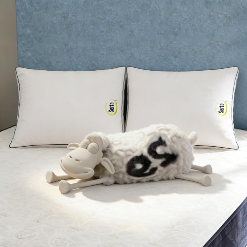 Image of Serta Hotel Bed Pillows Queen /Standard Size Set of 2 Medium Firm Support