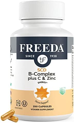 FREEDA SCD B Complex with Vitamin C & Zinc - Vitamin B Complex Vitamin Supplement with Vitamin B1, Vitamin B2, Vitamin B3, Vitamin B6, Vitamin B12 - SCD Legal for Specific Carbohydrate Diet - 250 Ct