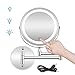 Wall Mounted Mirror LED Beauty Mirror 1X/10X Magnification Double Side, Folding Vanity Lamp Retractable 360 Rotating Function Shaving Mirror, Batteries/USB