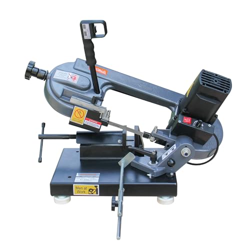 BOKA Metallbandsäge Vario-Speed 40–88 m/min, Gehrungsschnitt 0–45°, Rohrschnitt bis Ø85 mm, 230V/1000W, BS-85 transportable Säge mit hoher Schnittpräzision, Inklusive Sägeband
