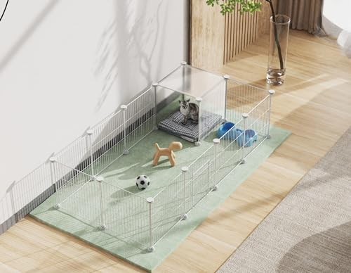 HOMIDEC Pet Playpen,Small Animal Cages with Door,Encrypted Wire Mesh 14 Panels Indoor/Outdoor DIY Metal Pet Fence for Puppy,Rabbit,Kitten,Hamster,Guinea Pig,Turtle,Hedgehog.White(140x70x35CM) - Image 2