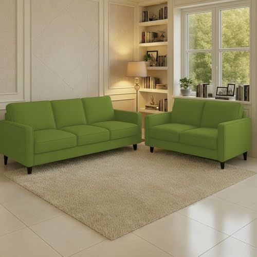 Image of The MM Furniture store Premium Fabric Sofa - Olive (3+2 Seater)