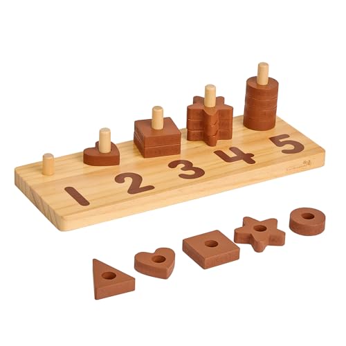 Image of Excellerations Wooden Shape Number Counter - Natural