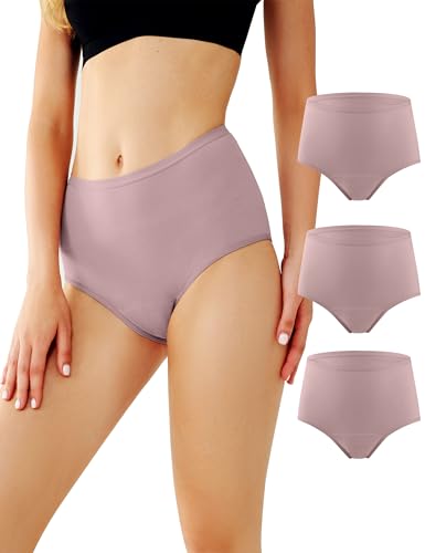 BATTEWA Leak Proof Underwear for Women Washable, Incontinence Underwear Absorbency Cotton Panties Bladder Leakage Protective 50ML(Blush,Large,3-Pack)