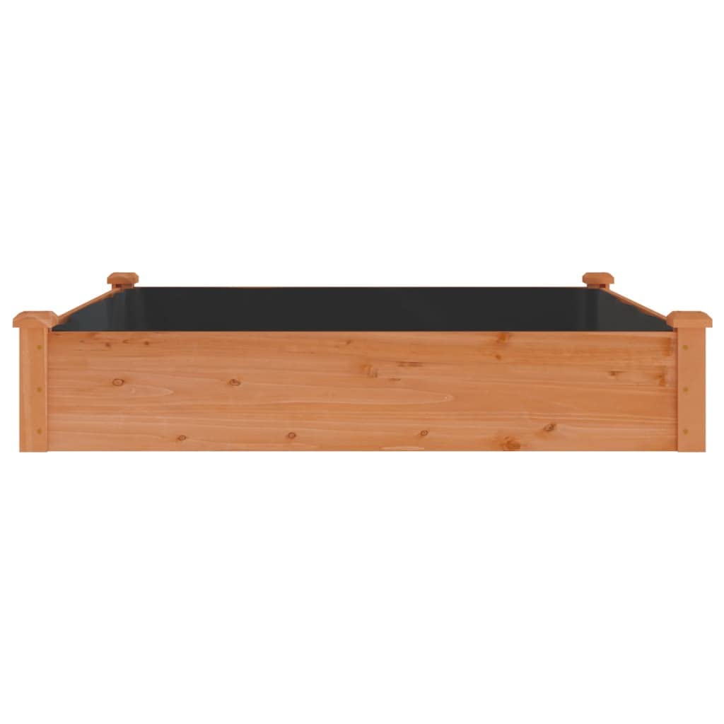Bancal alto 120 x 120 x 25 cm, madera de abeto marrón con fieltro, bancal de jardín para balcón y jardín pequeño, suelo abierto