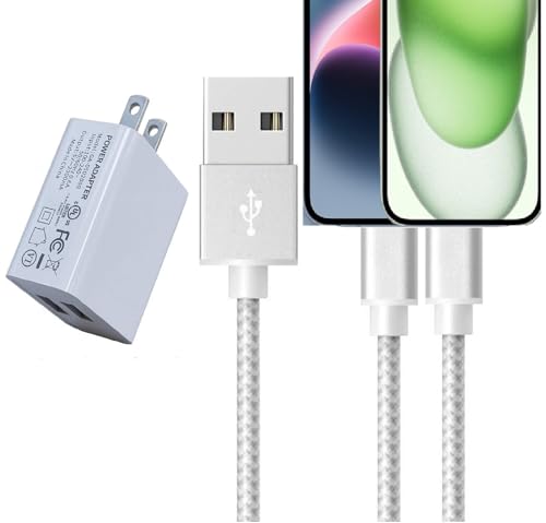 FWCLO 12W Wall Charger Adapter Replacement for apple Lightning devices iPhone ipad Dual Port Fast Charger Plug Cube with 2pack 5ft USB Cable for iPhone 14/13/12/11PRO/XR/XS/8/7/6S