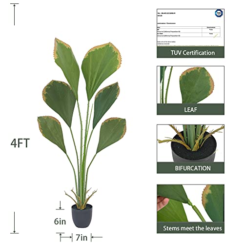 Phimos Artificial Palm Plant Fake Tropical Palm Tree, Faux Plants In Pot For Indoor House Home Office Garden Modern Indoor Decoration Housewarming Gift (4Ft) #TOP1