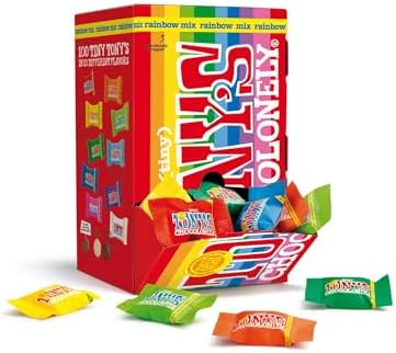 TONY'S CHOCOLONELY Tiny Tony's Mix Geschenkbox 100 Minis | 100 Minis in 10 Sorten mit Vollmilch, Zartbitter & weißer Schokolade. Fairtrade-Kakao. Ohne Palmöl, hergestellt in Belgie