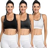 Padded Strappy Sports Bras for Women - Activewear Tops for Yoga Running Fitness Pack of 3 Color...
