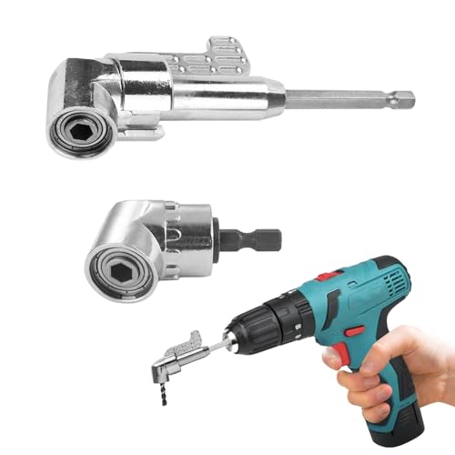 2 PCS 90 Degree Right Angle Drill Attachment Set 105 Degree Right Angle Drill Adapter Compatible with Cordless Drills and Screwdrivers Ideal for DIY or Professional Use (60cm/140cm)
