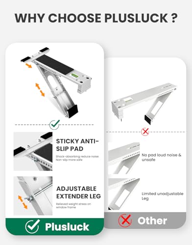 Image of AC Window Air Conditioner Bracket: Portable Anti-Slip Support Bracket Heavy Duty Up to 165 lbs - Safe Brackets Built-in Bubble Level for 5000-12000 BTU Windows Unit