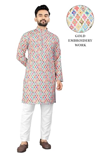 Image of Trustous Kurta Pyjamas set for Mens | Pyjamas with kurta PRINTED and classis look |KURTA Pyjamas SET