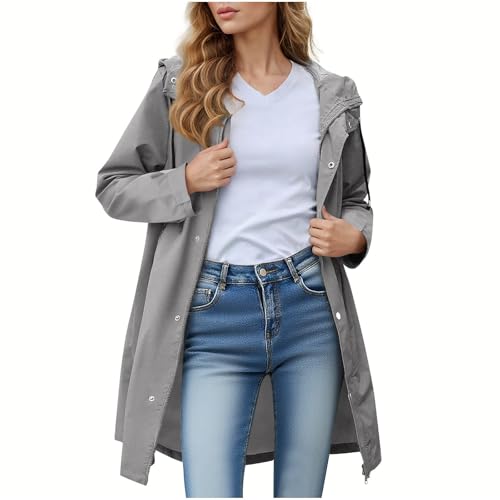 Veste de pluie longue pour femme coupe-vent imperméable et légère avec capuche