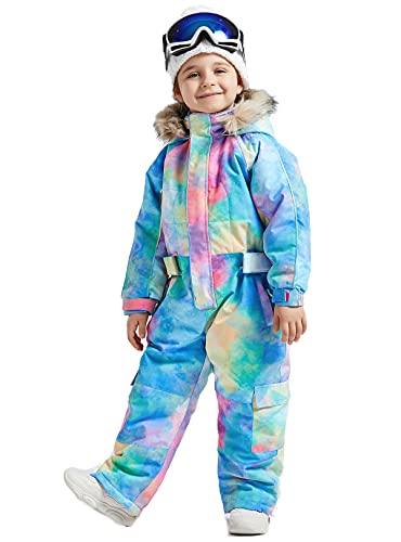 Image of Kids Girls Boys Waterproof Colorful One Piece Snowsuits Coveralls Ski Suits Jackets Winter Jumpsuits