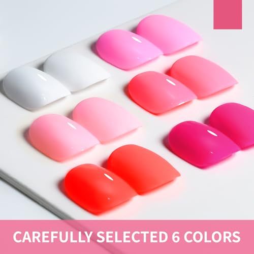 JODSONE 10 ml 6 Colors Red Rose Pink Gel Nail Polish Set All Seasons Soak off U V Lamp Gel Manicure Set for Nail Art Fast Drying & Long Lasting Valentine's Day Gifts for Her - Image 2