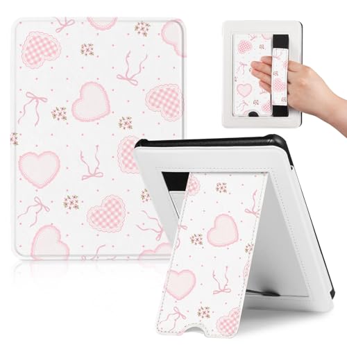 Image of CoBak Lightweight Stand Cute Case for 7 inch Kindle Paperwhite 12th Gen 2024 and Kindle Colorsoft with Right Hand Strap - Compatible with iPhone MagSafe, for Samsung /Anker Wireless Charging Pads