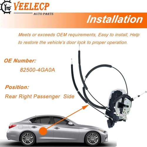 Image of Door Lock Actuator Compatible with 2014-2020 Q50 Rear Right Passenger Side