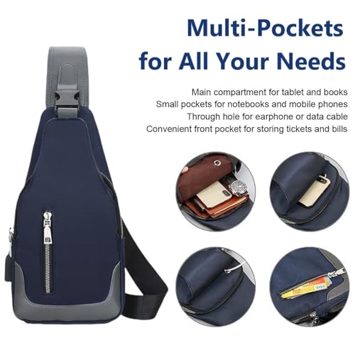 Sling Backpack with USB Charging Port, Chest Bag Crossbody Daypack Shoulder Bag for Women & Men, Hiking, Cycling, Travel #2 Blue2