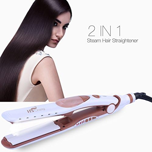 Steam Hair Straightener, 5 level Temperature Adjustable Tourmaline Ceramic Steam Flat Iron-Protect Hair Cuticles from Frizz and Increase Glossiness