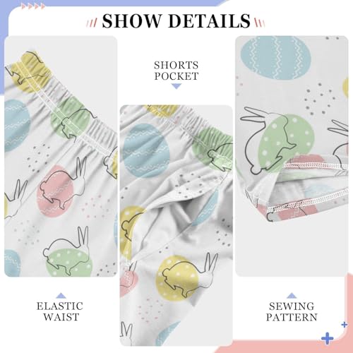 ZZXXB Colorful Egg and Bunny Boys Long Pants Soft Trousers Elastic Waist Kids Lounge Bottoms with Pockets S-XL4