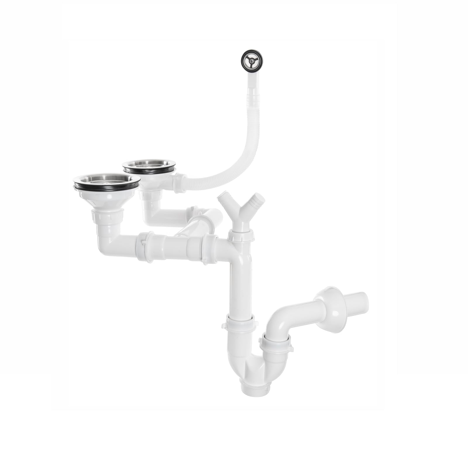 Évier de cuisine double en granit encastrable - 2 à 1,5 cm - Cadre 2,5 cm - Gris