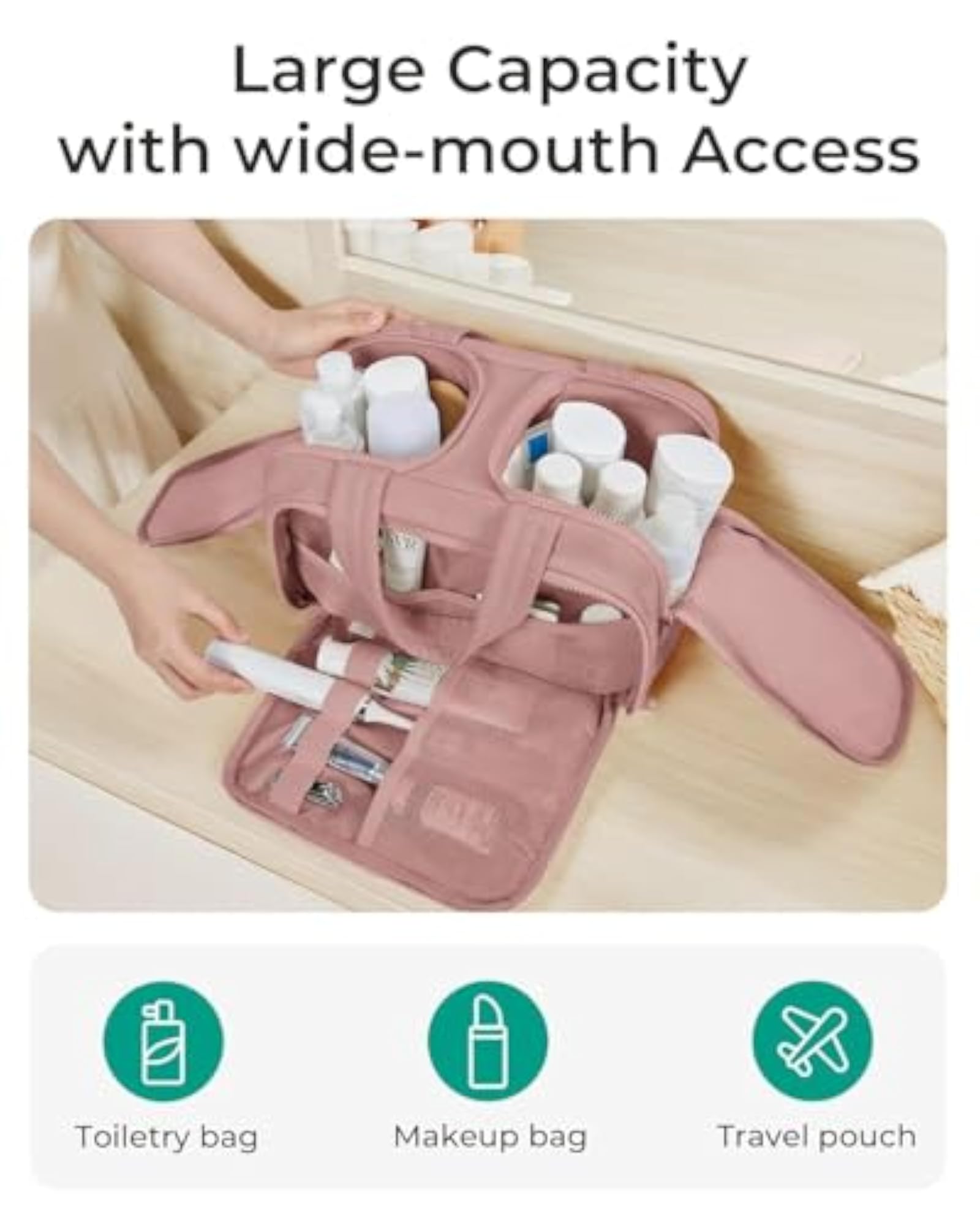 Travel Toiletry Bag Lightweight Large Wide Opening Organizer