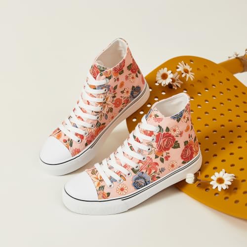Image of yageyan Womens High Top Canvas Sneakers Fashion White Shoes for Women