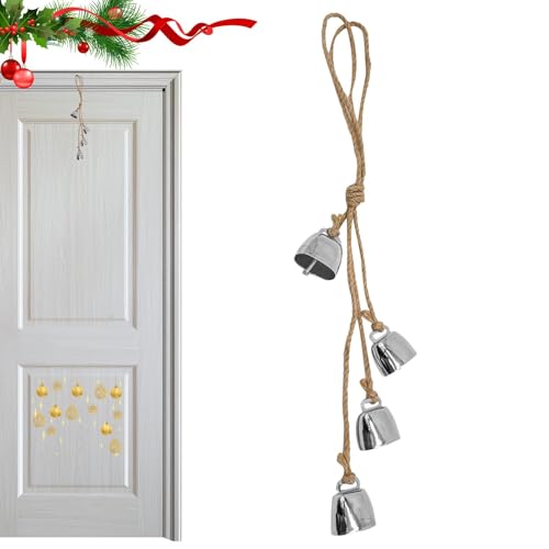Cloche de chèvre, Cloche de Mouton | Chaîne de Cloche d’Arbre de Noël | Petite Cloche de Vache avec Corde pour Colliers de Chien, Cloches de Mouton bruyantes pour Cheval Longue Distance, 4 pièces