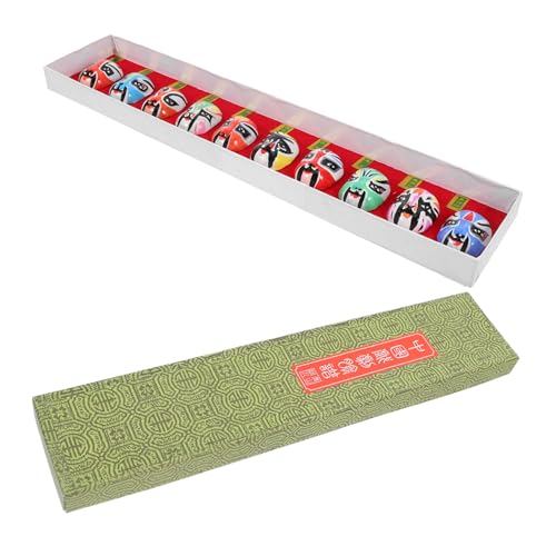 RORPOIR Miniature Peking Opera Masks Ornaments 10pcs Clay Craft Masks Traditional Decor for Home