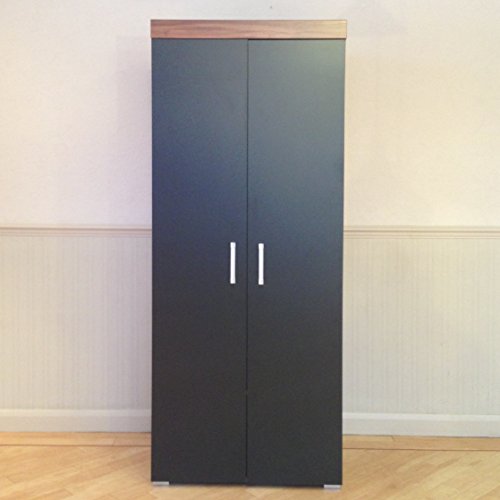 DRP Trading 2 Door Wardrobe & 4 Drawer Chest in Black & Walnut Bedroom Furniture Set - Image 6