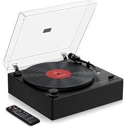 Automatic Record Player, Bluetooth Belt Drive Vinyl Turntable, Magnetic AT-3600L Cartridge, Bluetooth in & Out, Hi-Fi Stereo Speakers, Aux in Headphone, RCA Out with Remote Control - Les Beatles, Paul McCartney, John Lennon, RIngo Starr, George Harrison