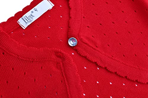 Lilax Baby Girls' Knit Long Sleeve One Button Closure Bolero Shrug 3-6 Months Red #TOP3
