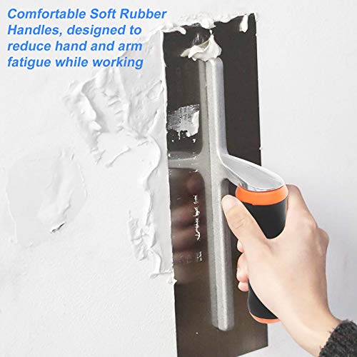 2 PCS Finishing Trowel Masonry 11”x 4-3/4”Trowel Concrete Tool Stainless Steel Plastering Trowel with Soft Grip Handle, Trowel Garden Tool for Tile, Brick, Concrete, Plaster