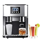 Máquina de gelo 3 em 1 que economiza espaço - Congelamento rápido de 7 minutos, 40 lb por dia, água manual/automática, LCD + triturador + tanque de 1,8 L