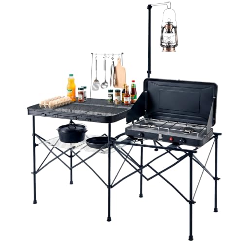 TIMBER RIDGE Portable Camping Kitchen Station Folding Outdoor Grill Table